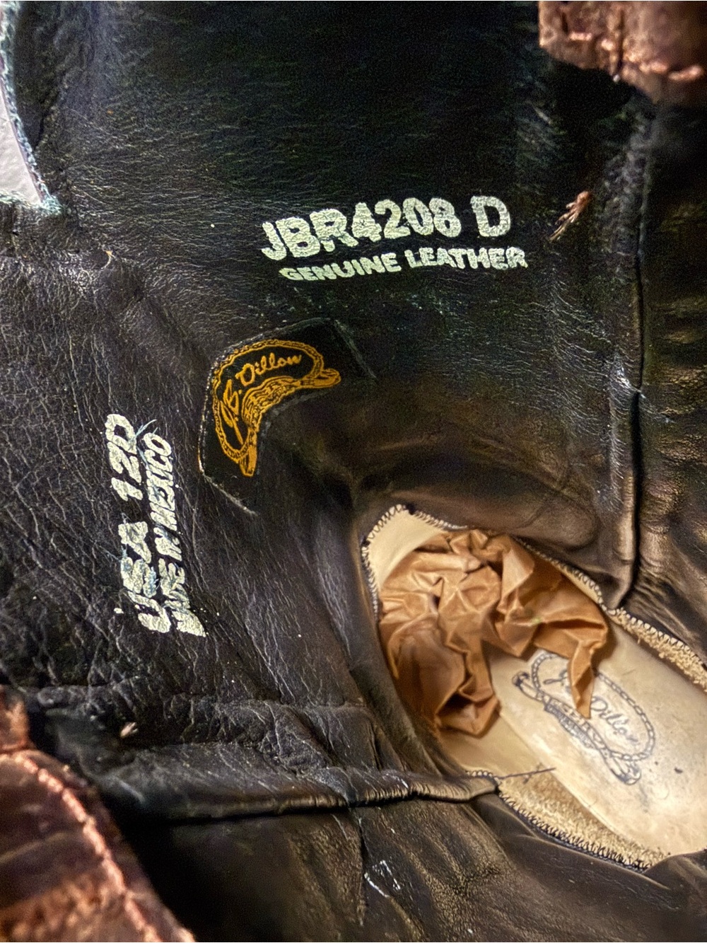 JB DILLON Western Boots Mens 12 Brown Leather Cowboy JBR4208 - Picture 7 of 7